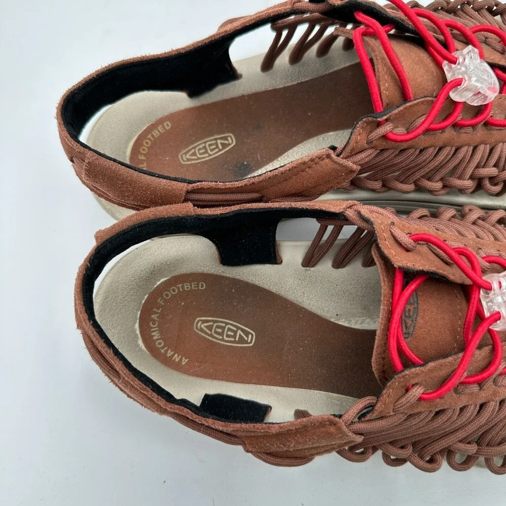 Keen‎ Uneek Paracord Sandals Mens 12M Brown Red Bungee Hiking Gorpcore Outdoors
